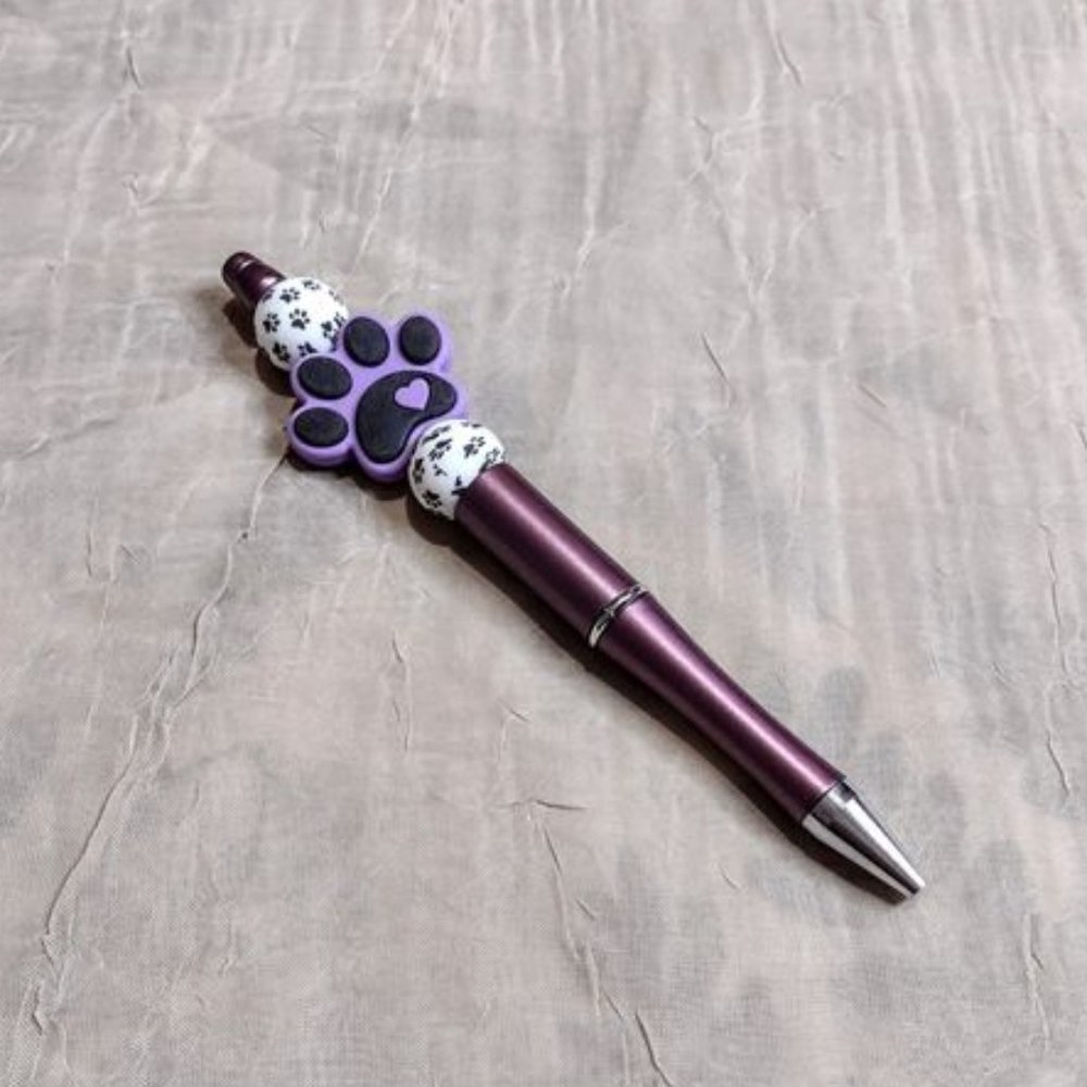 Handcrafted Purple Paw Print Ballpoint Pen